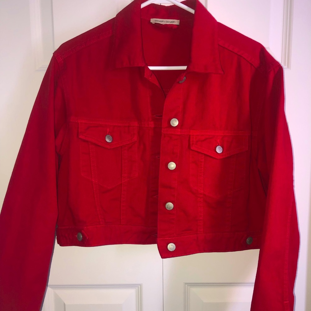 Red cropped jacket